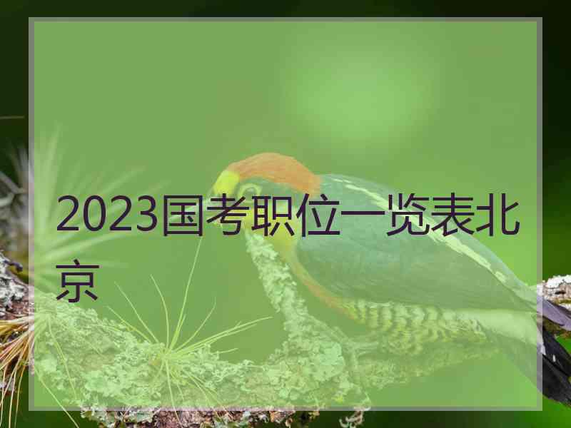 2023国考职位一览表北京
