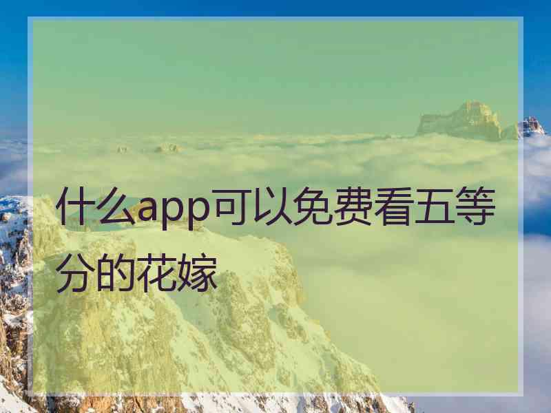 什么app可以免费看五等分的花嫁
