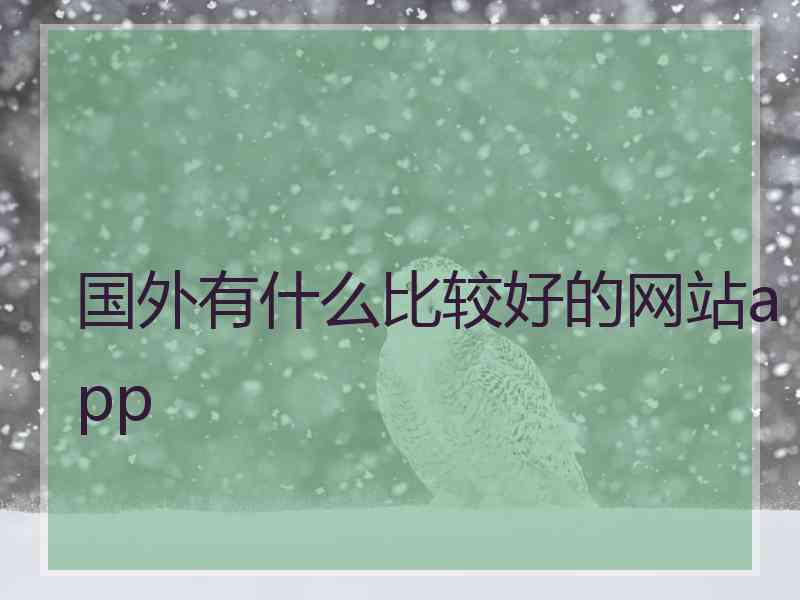 国外有什么比较好的网站app