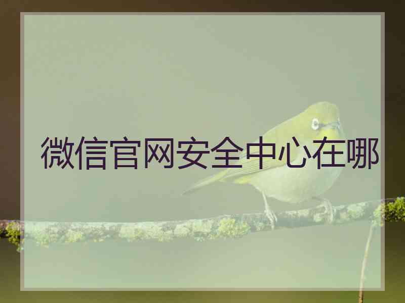 微信官网安全中心在哪
